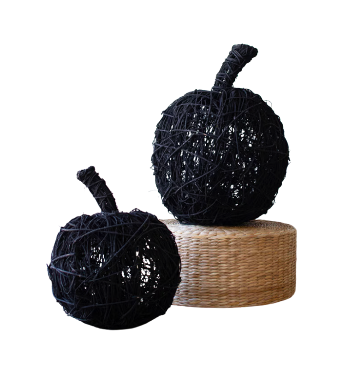 Large Painted Twig Pumpkin-Black