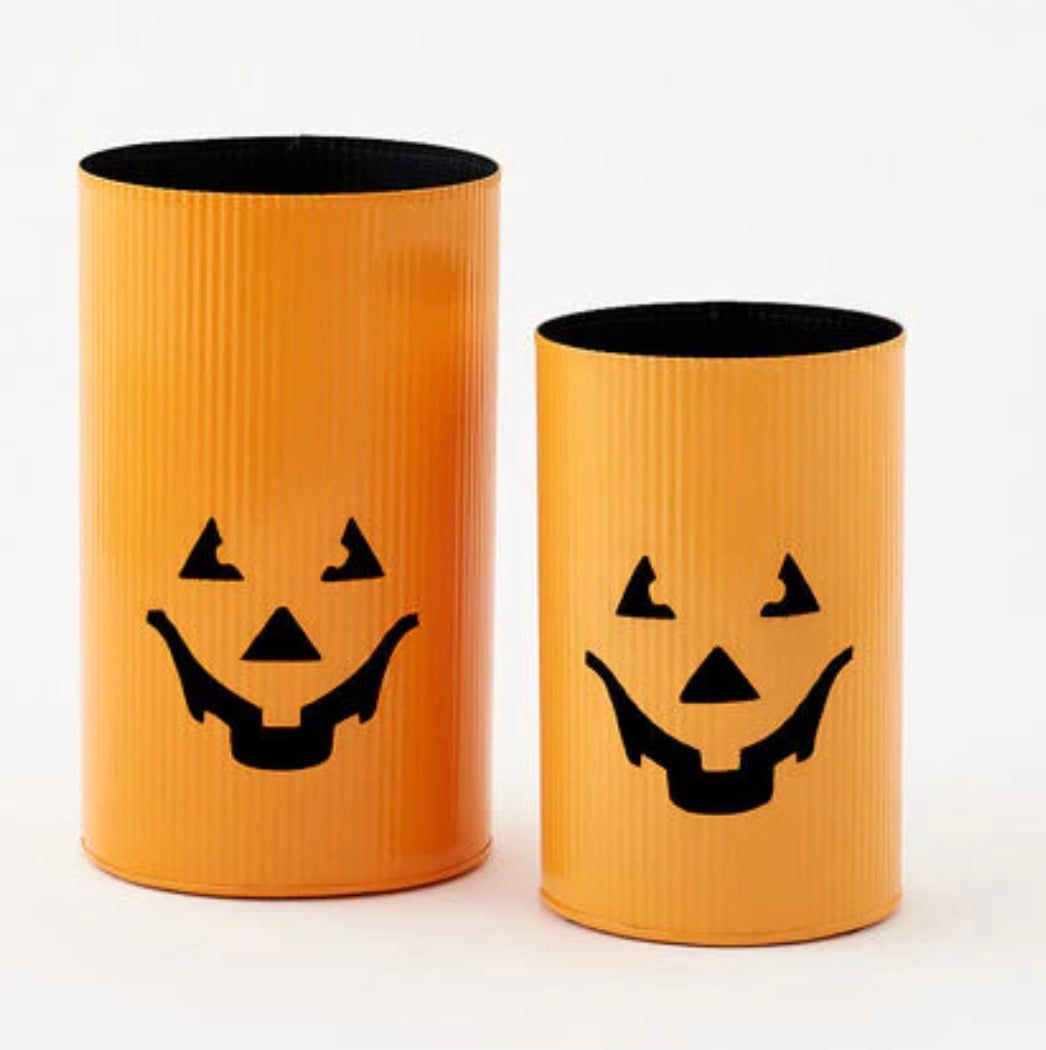 Large Tin Can Pumpkin Candle Holder