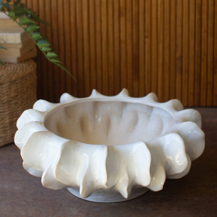 Organic White Ceramic Compote