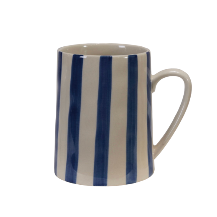 14 oz. Stoneware Mug w Stripes, 3 Colors