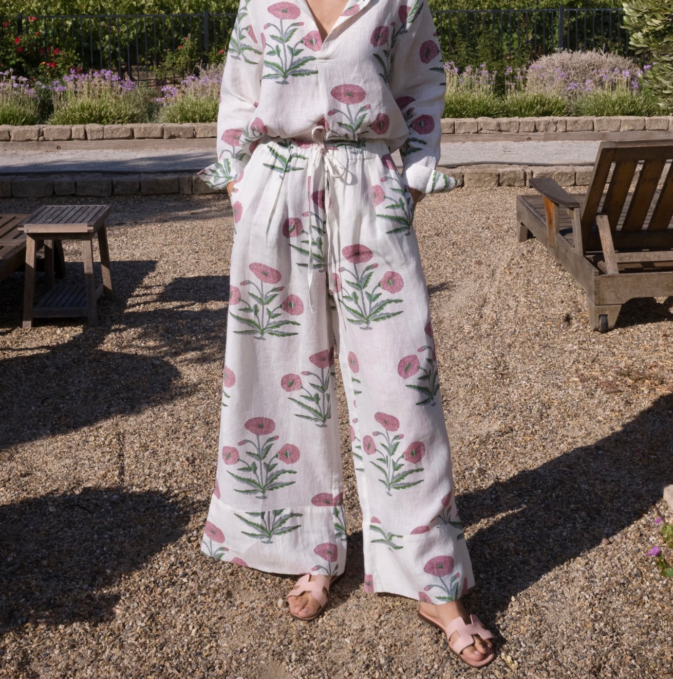 Montecito Wide Leg Pant Pink Flower