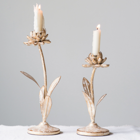 (L) Metal Flower Taper Holders