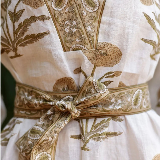 Capri Maxi Dress Khaki Flower