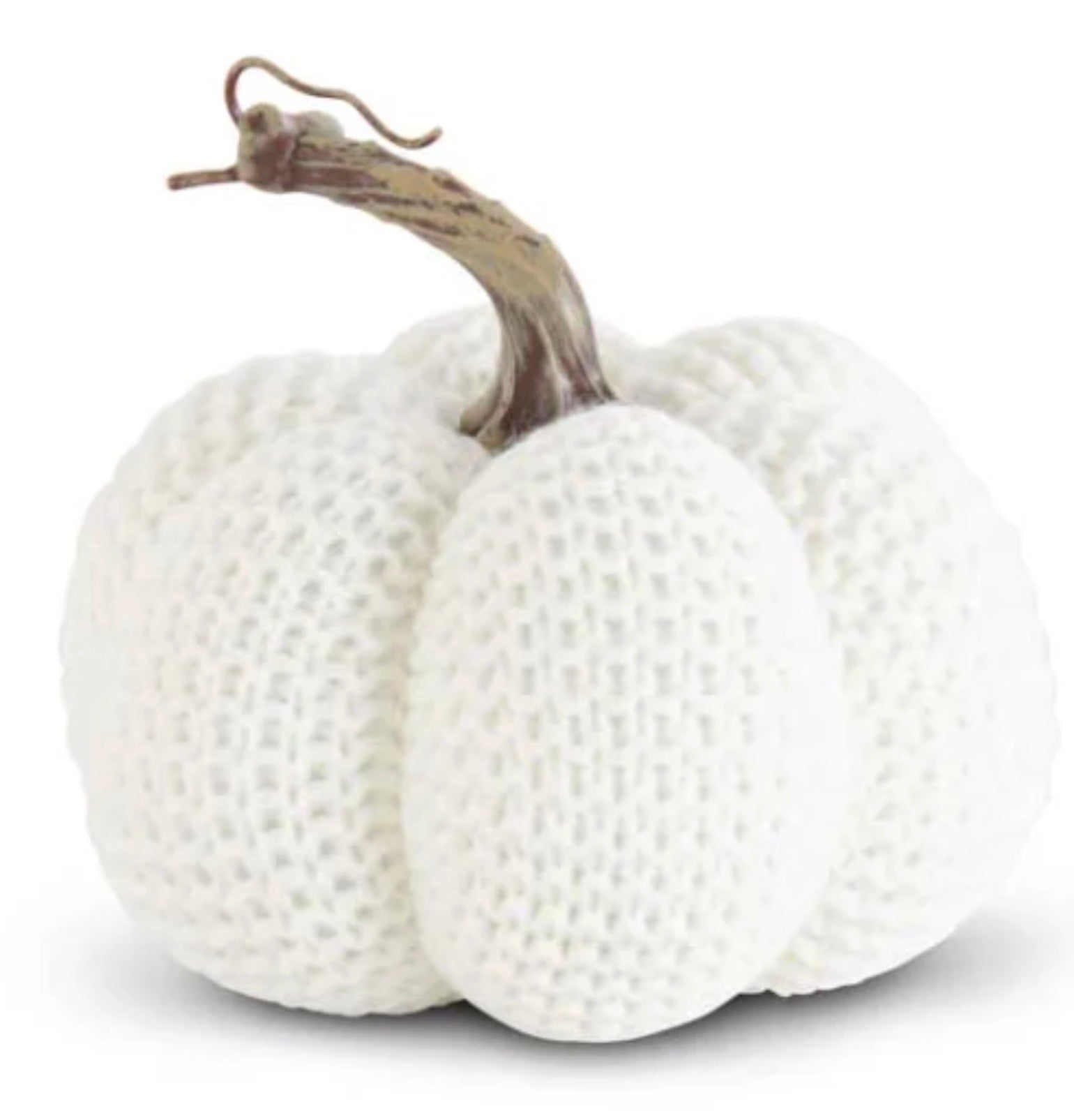 5.75 White Knit Stuffed Pumpkin
