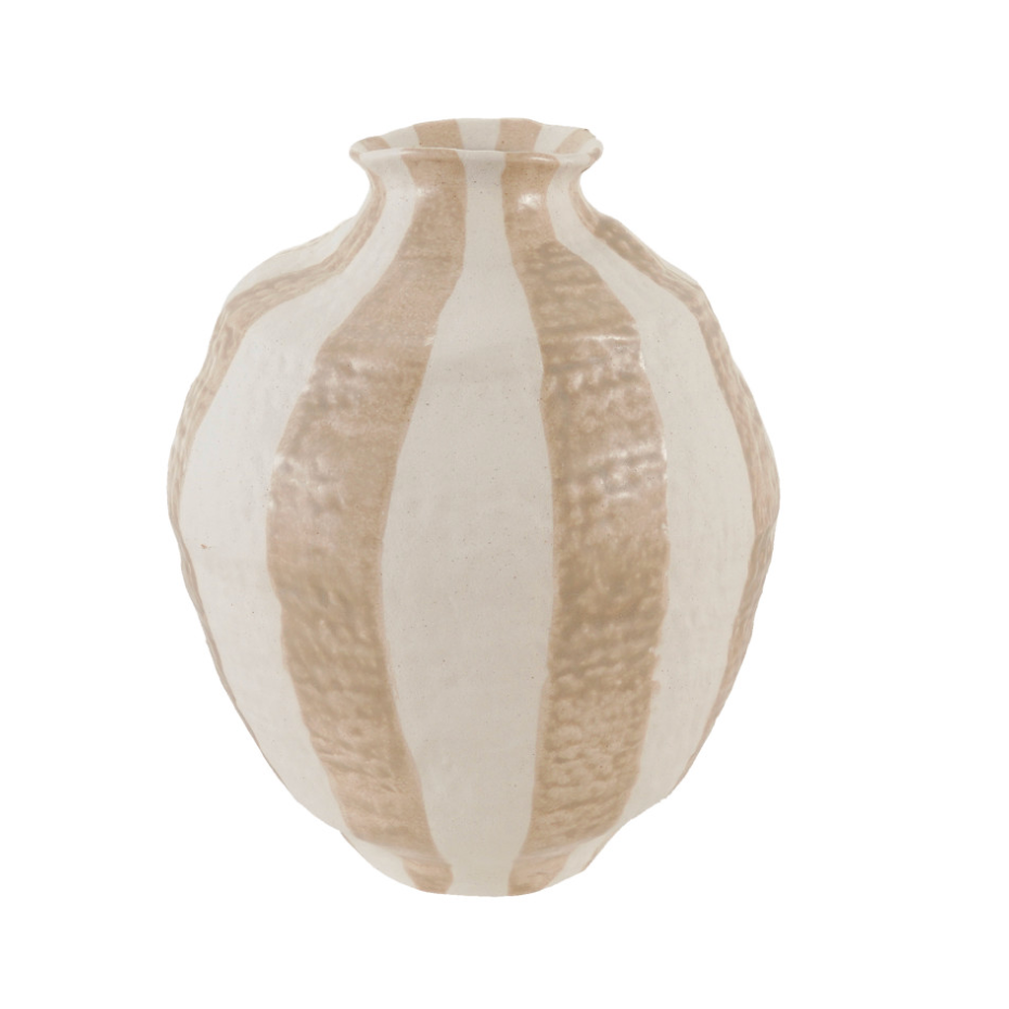 Stoneware Organic Shaped Striped Vase (Large)