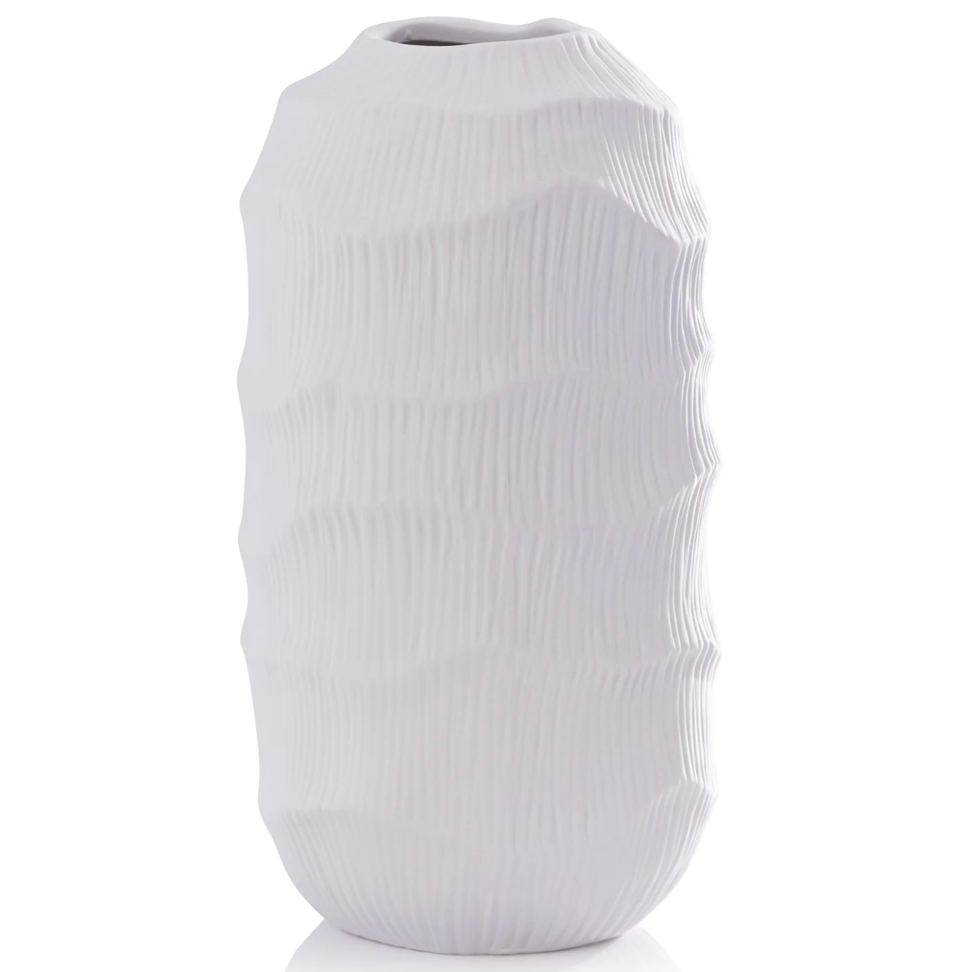 (L) Textured Matt White Porcelain Vase