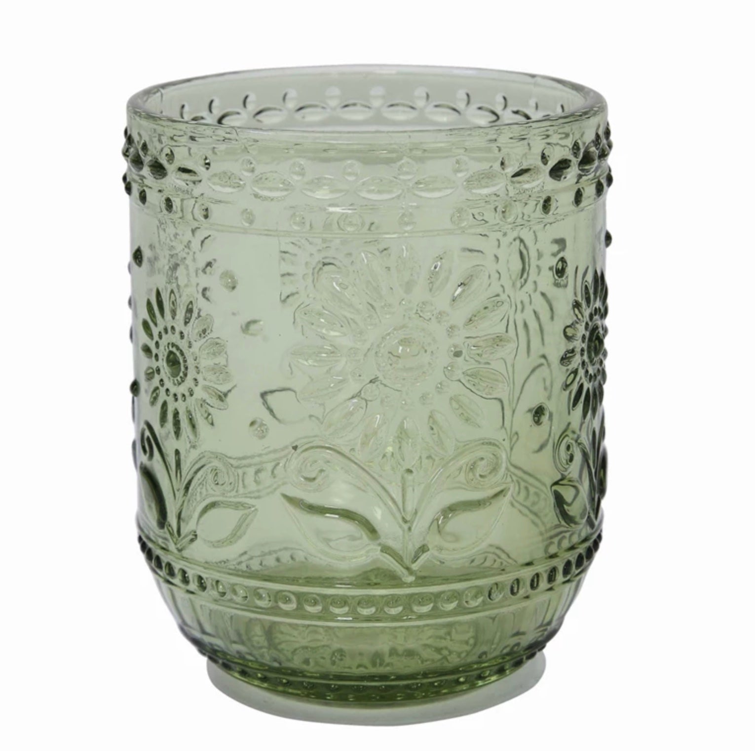 Embossed Drinking Glass, Green
