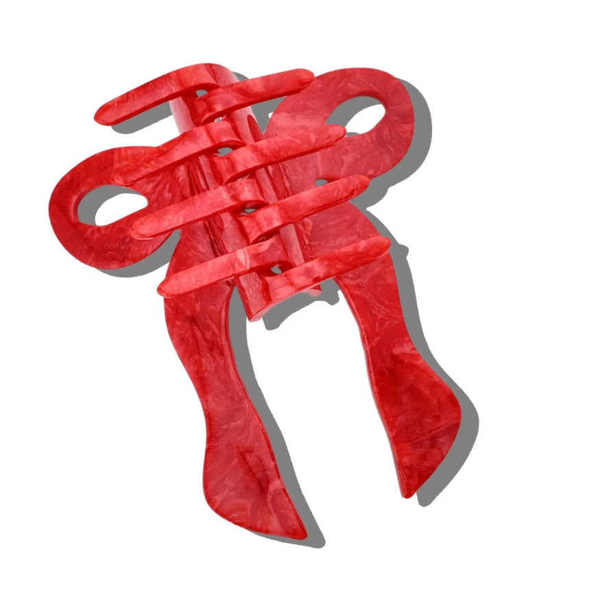 Hand-Painted Coquette Bow Claw Hair Clip