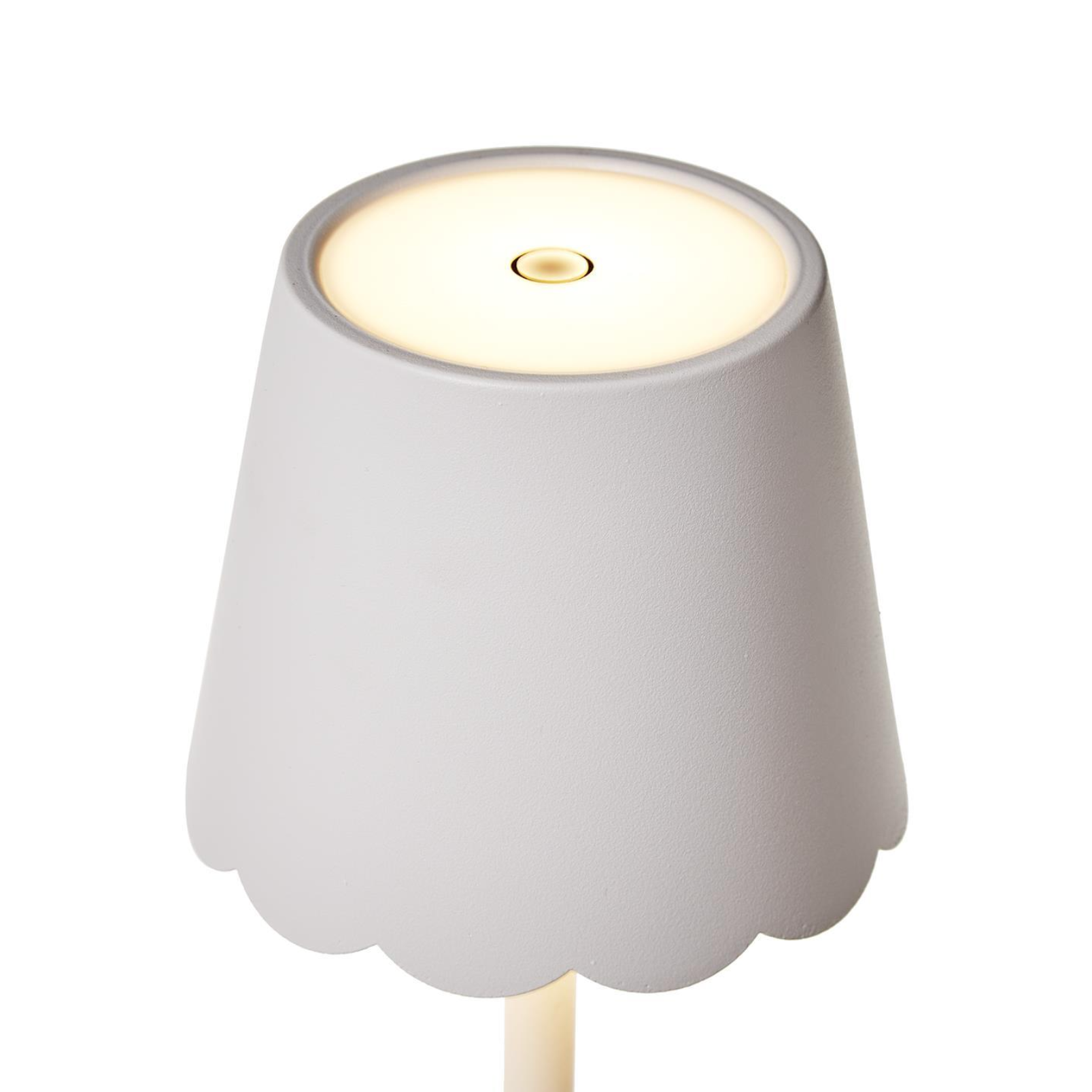 White LED Portable Table Lamp w/Scalloped Shade