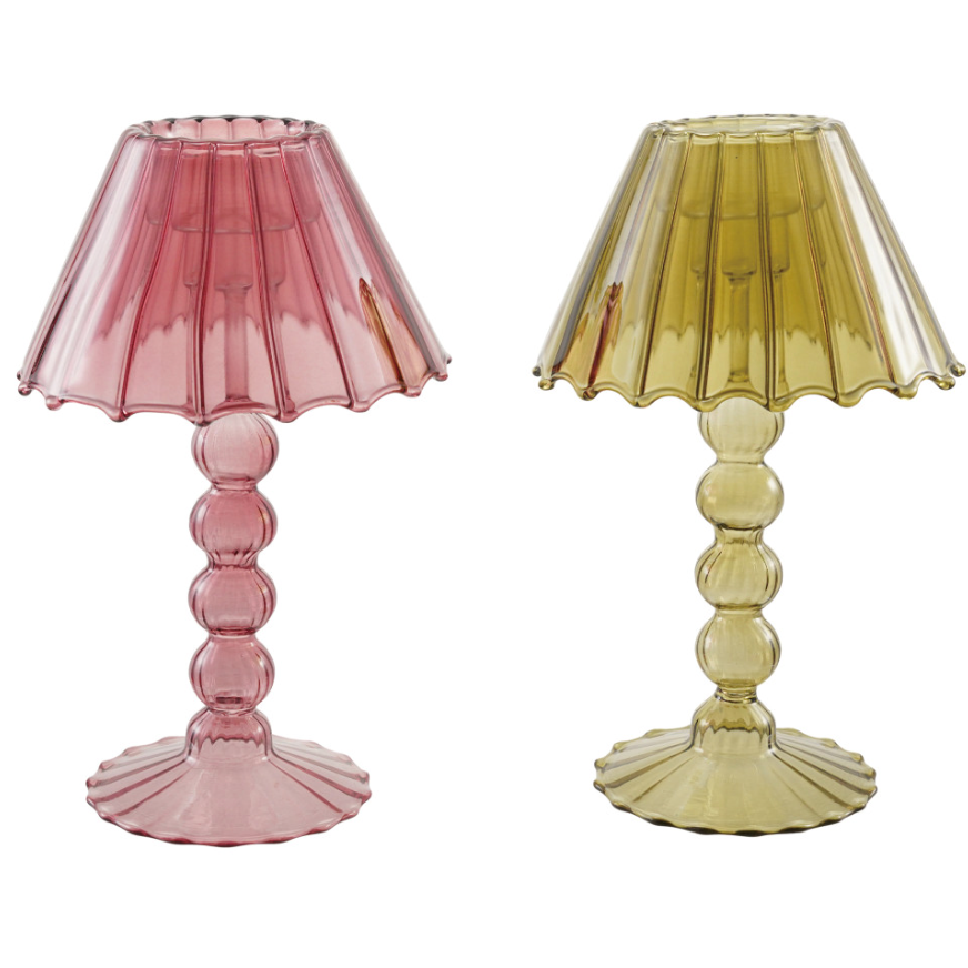 Glass Scalloped Table Light Tealight/Taper Holder, 2 Colors