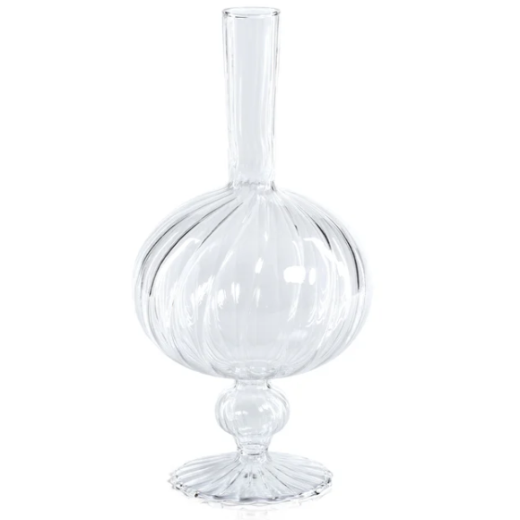(L)Venetian Spiral Vase - Clear - Onion Shape