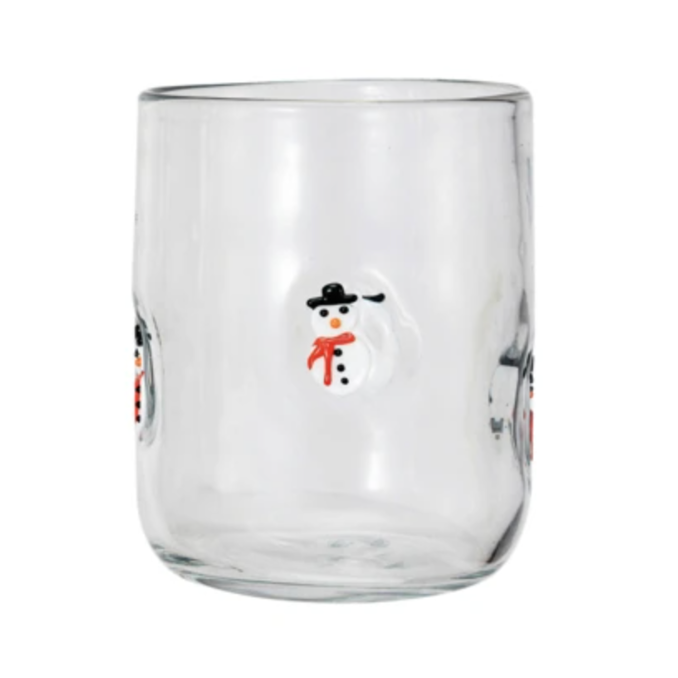 Round Drinking Glass w Holiday Image in Glass, 4 Styles