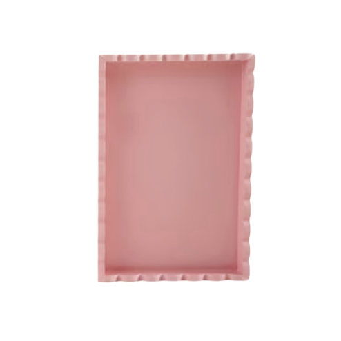 Wood Scalloped Trays, Pink Color