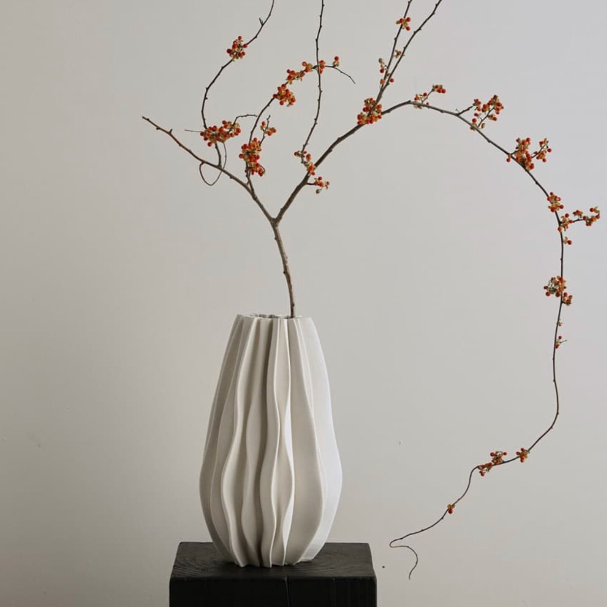 Ceramic Vase White Dia 8"