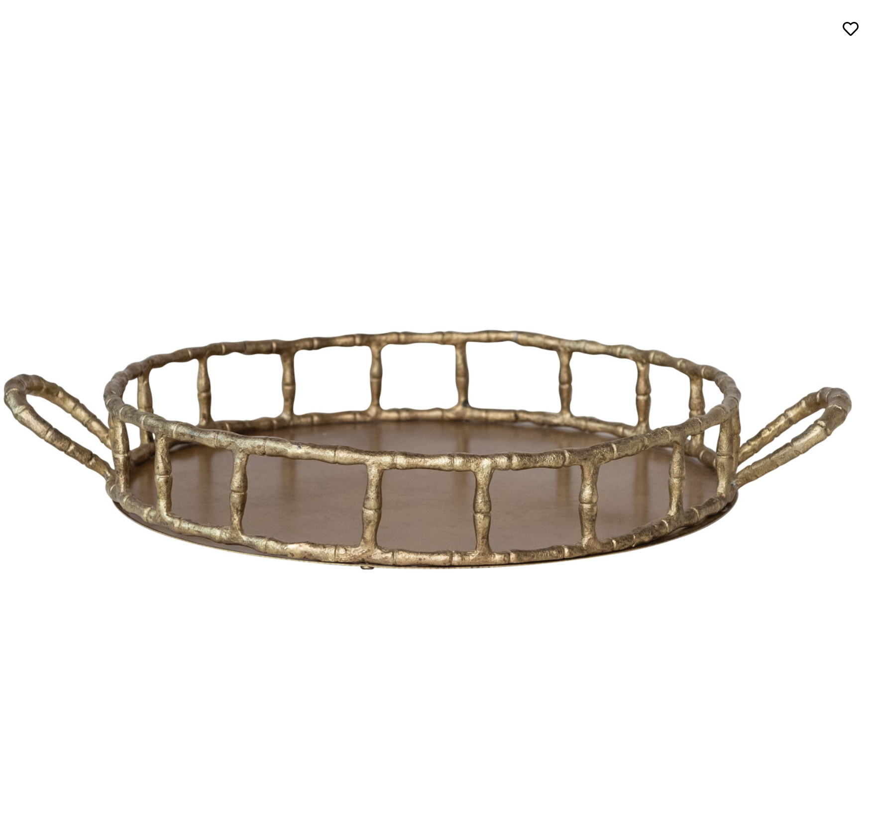 Cast Aluminum Tray w Handles, Brass Finish