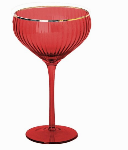 Glass Coupe Ribbed Red