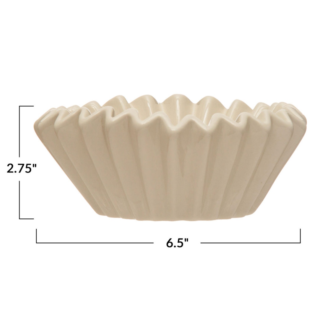 Stoneware Fluted Bowl White