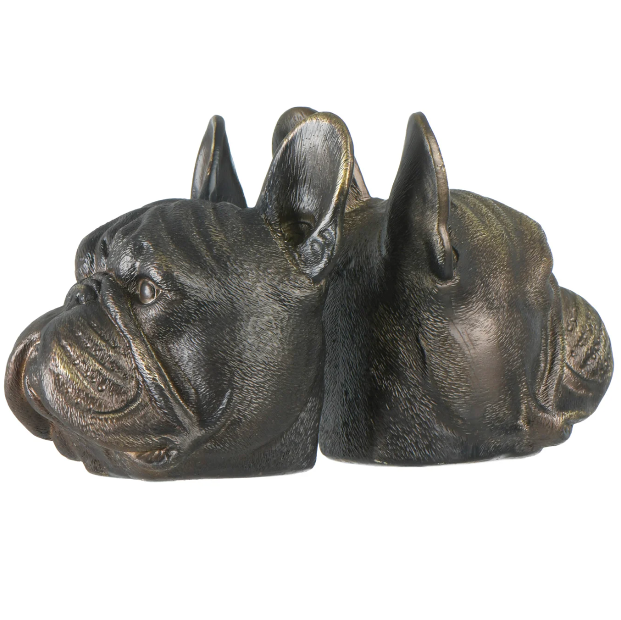Dog Head Bookends with Antique Finish, Set of 2