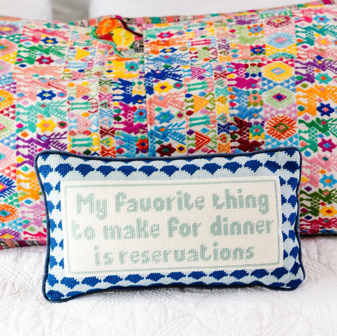 Reservations Needlepoint Pillow