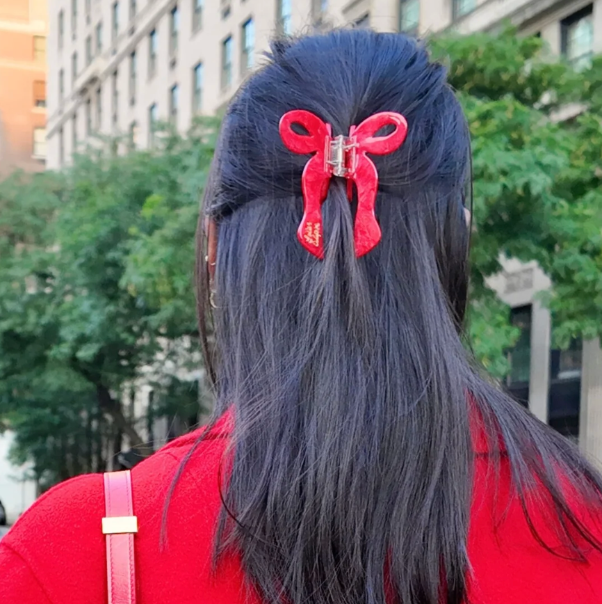 Hand-Painted Coquette Bow Claw Hair Clip