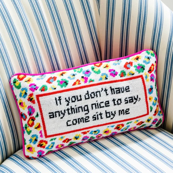 Come Sit By Me Needlepoint Pillow