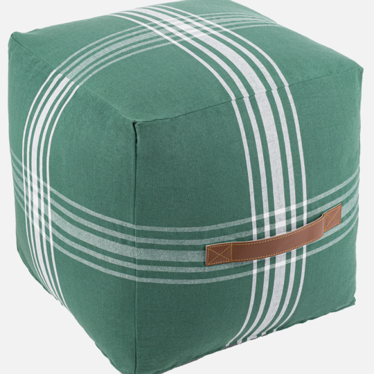 Green Pouf - Jackson Plaid
