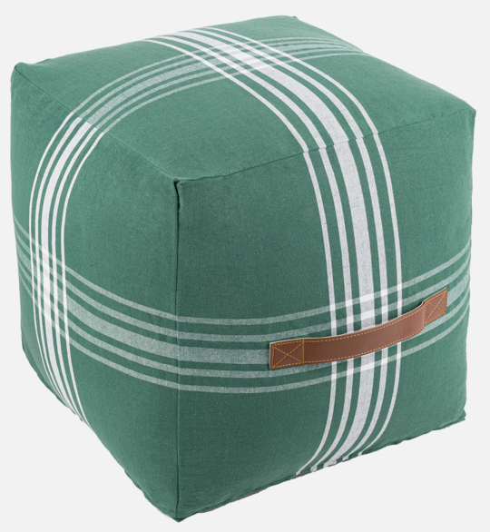 Green Pouf - Jackson Plaid