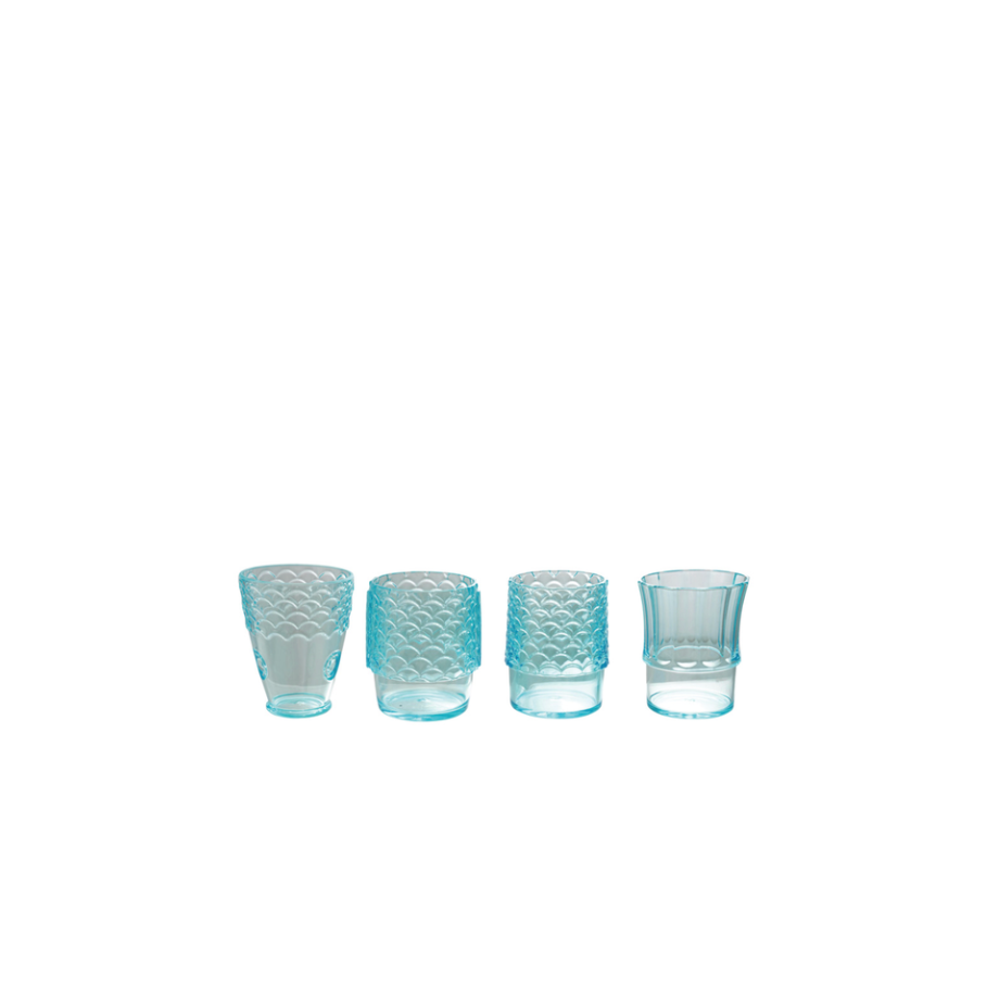 Acrylic Stackable Fish Shaped Drinking Glasses, Blue, Set of 4
