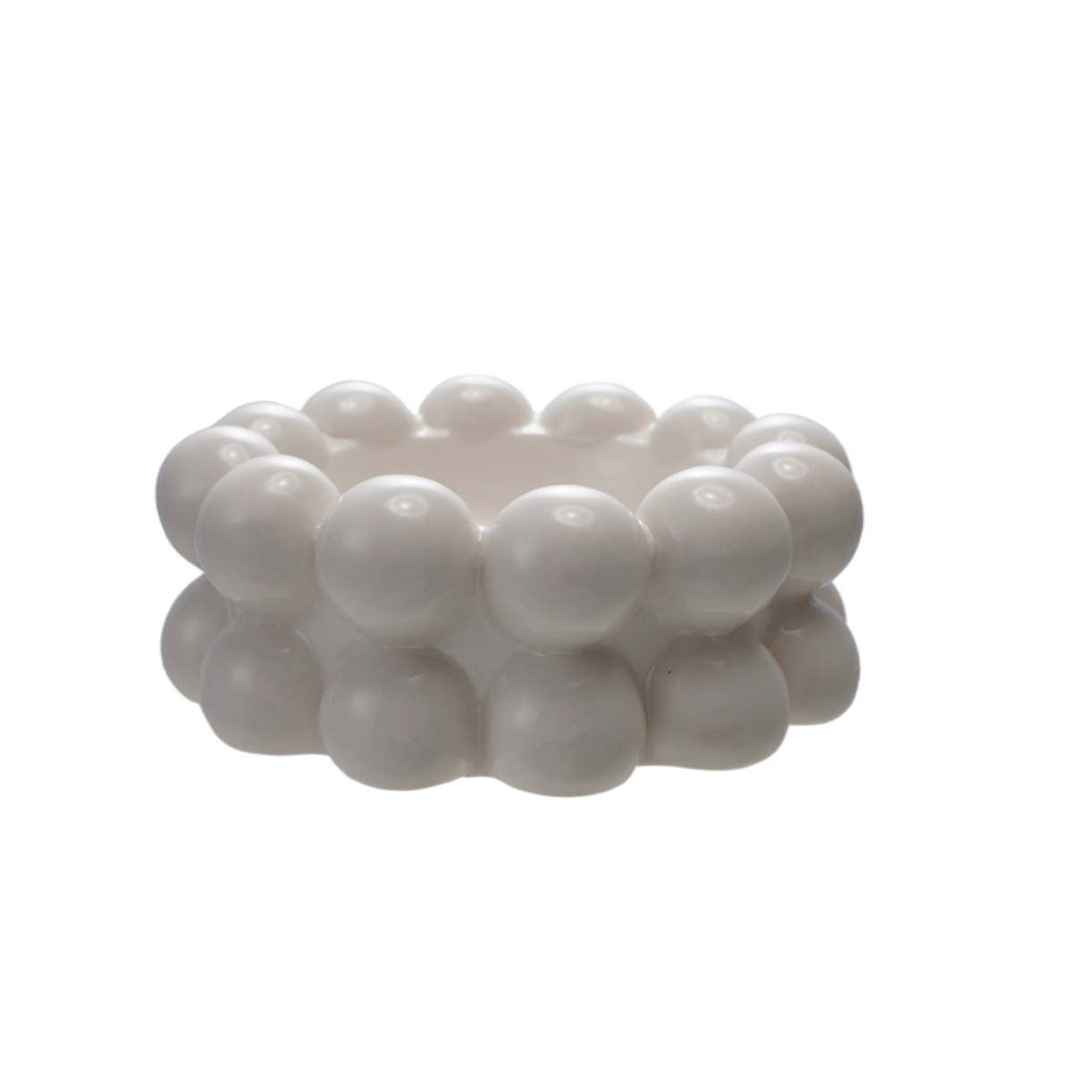Stoneware Bowl with Balls, White