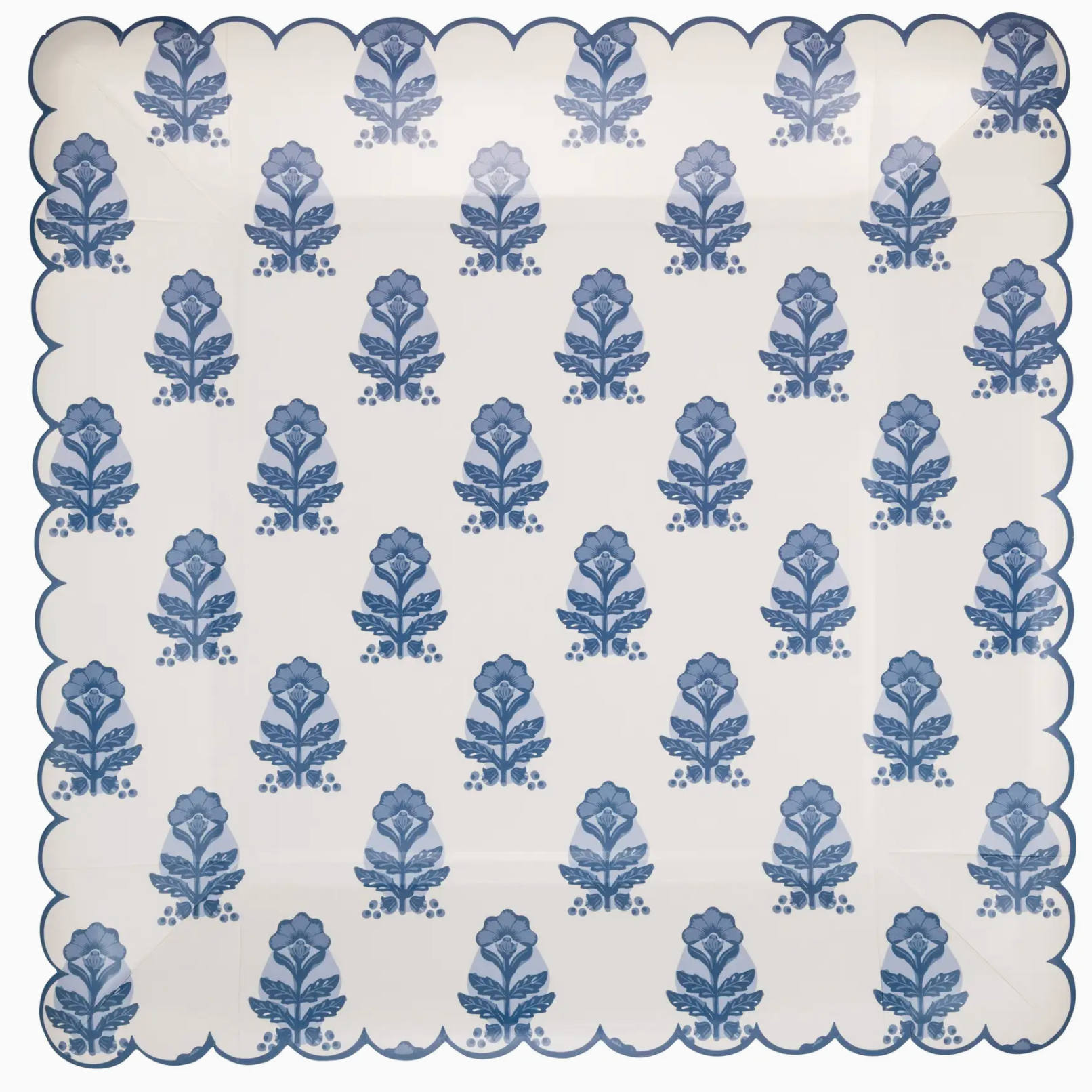 Blue Flower Block Print 10" Plate