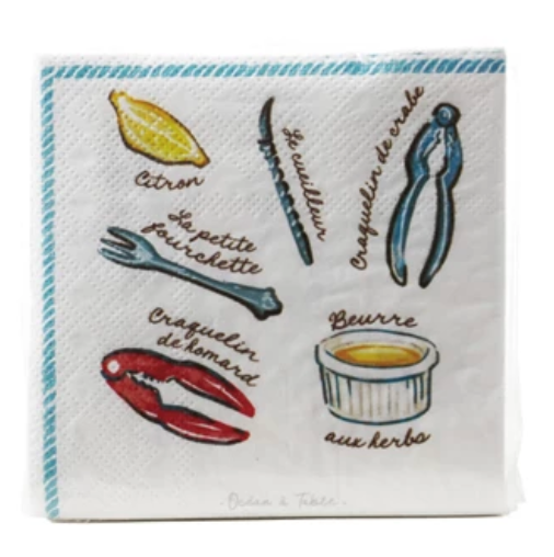Paper Cocktail Napkins with Seafood Accoutrements