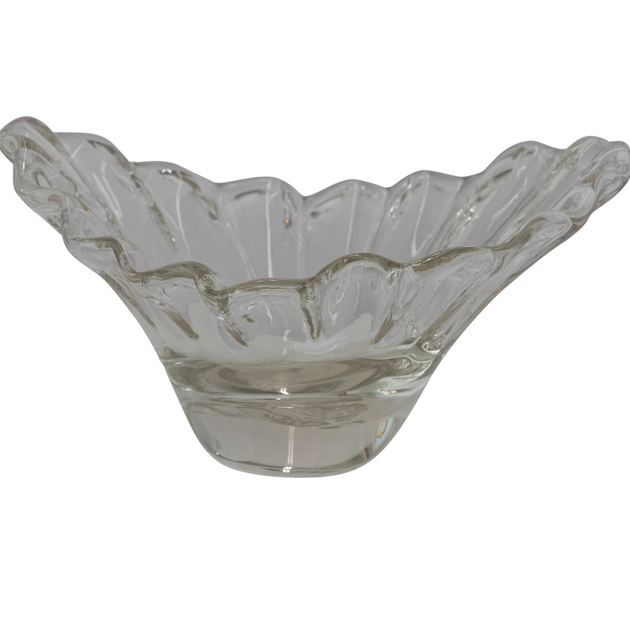 Hand-Blown Glass Pleated Organic Shaped Bowl