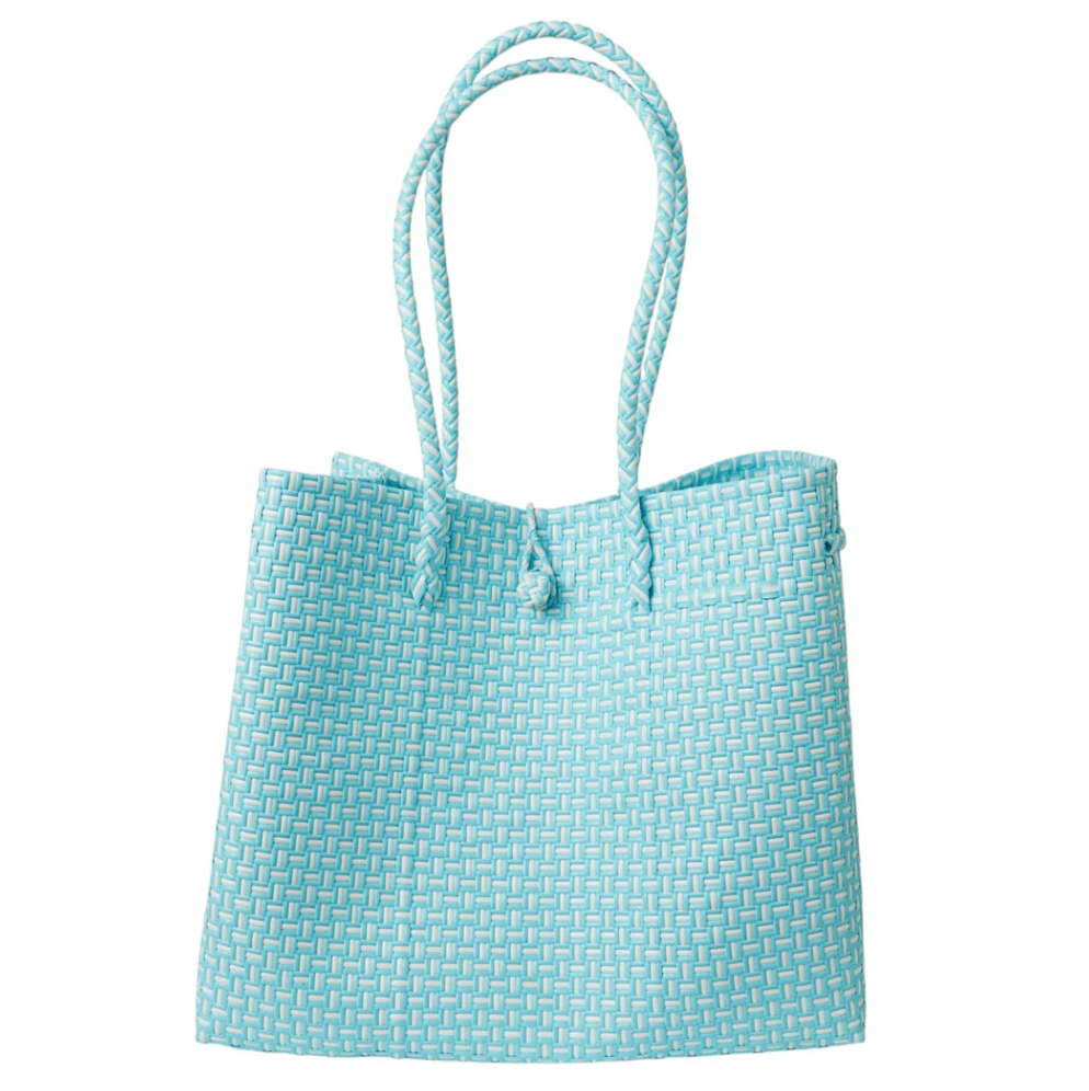 The Maxi Ella Tote- Light Blue Checker