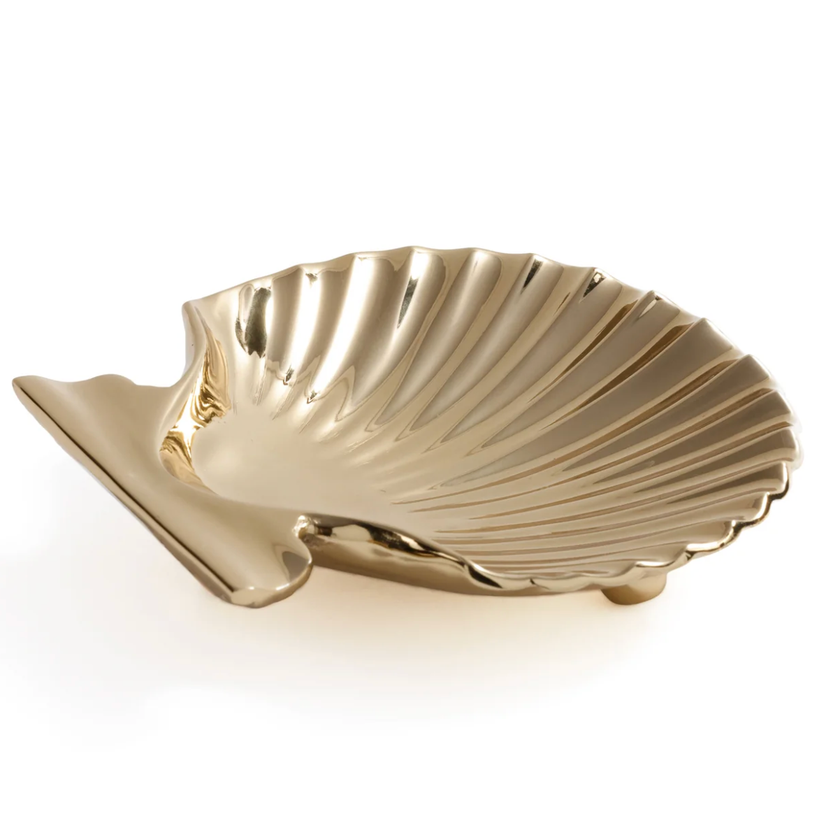 Sanibel Shell Tray- Raw Gold  Aluminum, 4"