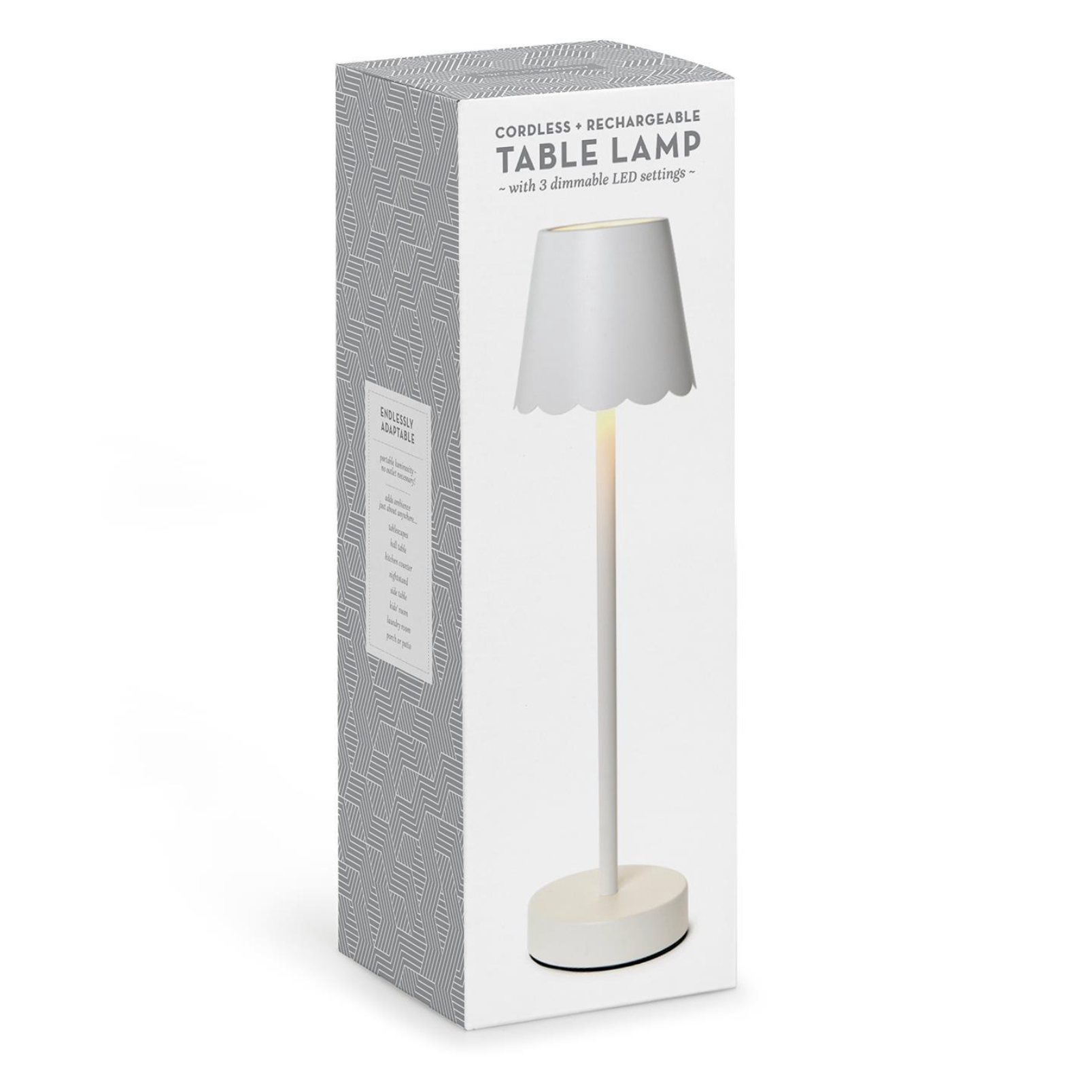 White LED Portable Table Lamp w/Scalloped Shade