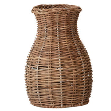 Hand-Woven Rattan Vase w Glass Insert, Natural, 4 Styles
