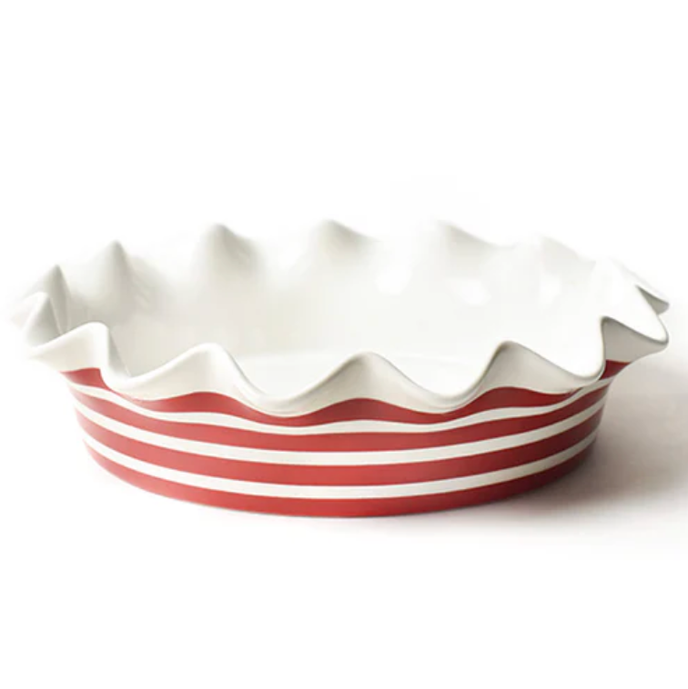 Red stripe 9 ruffle pie dish