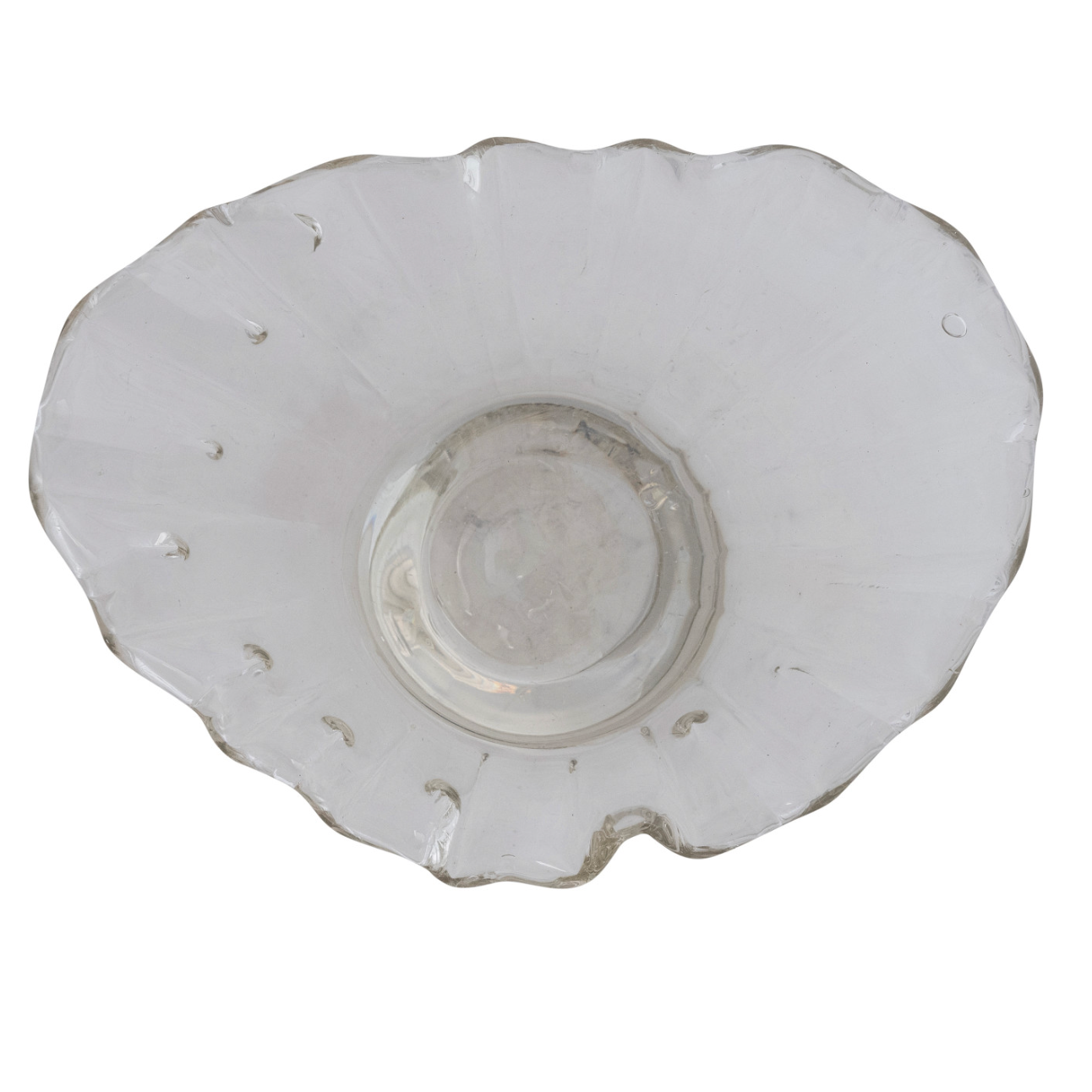 Hand-Blown Glass Pleated Organic Shaped Bowl