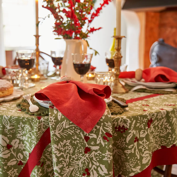 S/6 Baies De Houx Red & Green Napkins