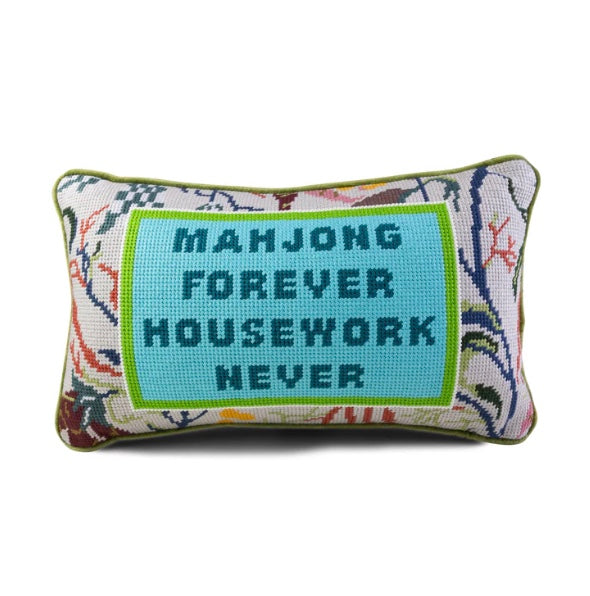 Mahjong Needlepoint Pillow