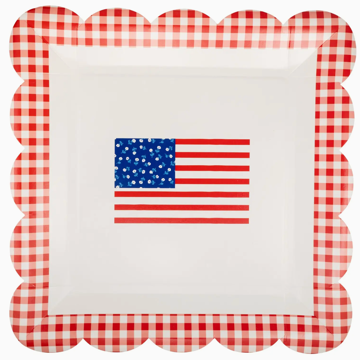 Gingham Flag Paper Plate - 10"
