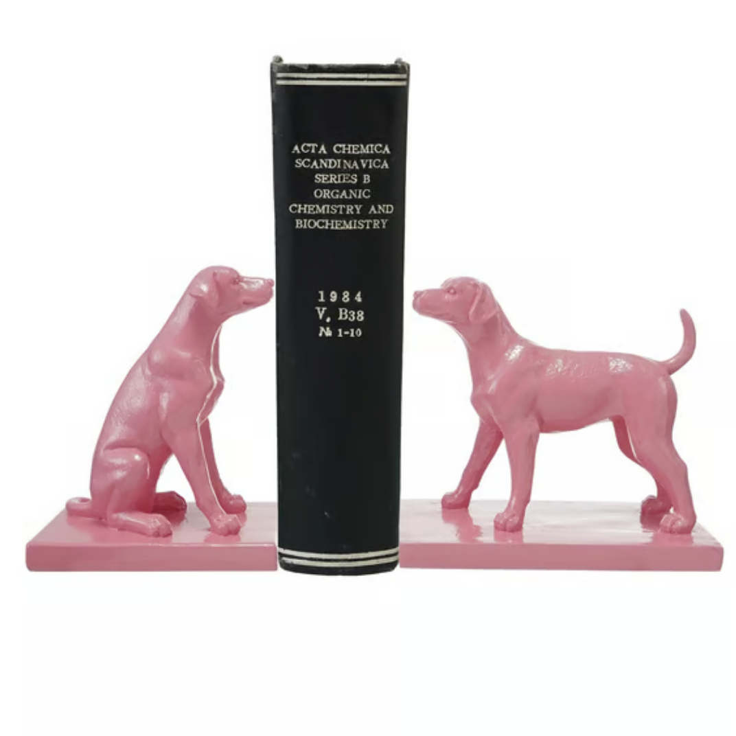 Resin Dog Bookends- Pink