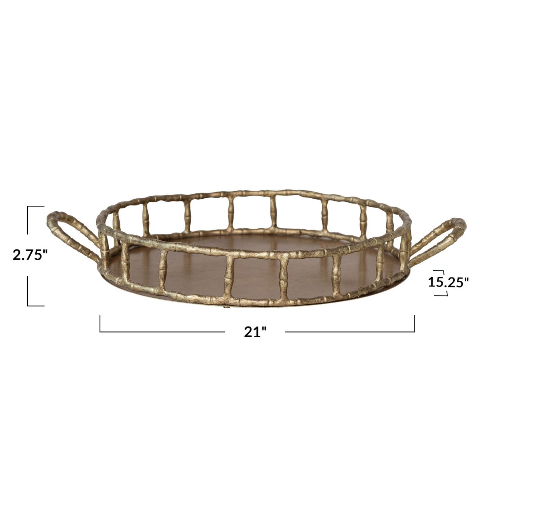 Cast Aluminum Tray w Handles, Brass Finish