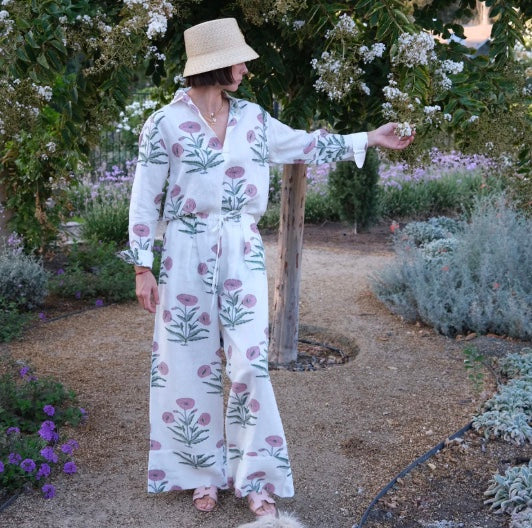 Montecito Wide Leg Pant Pink Flower