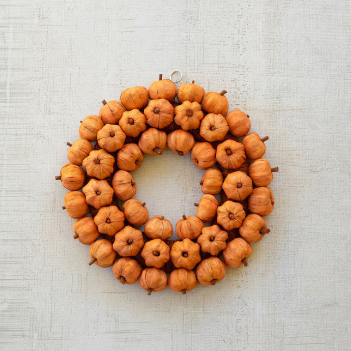 Orange Faux Pumpkin Wreath