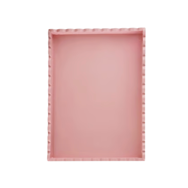 Wood Scalloped Trays, Pink Color
