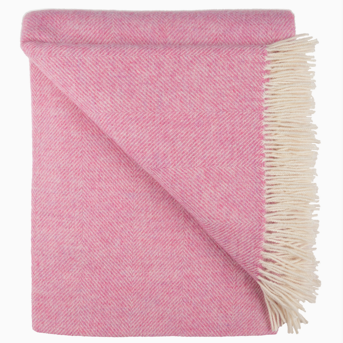 Shetland Lamb wool Herringbone Throw- Light Pink