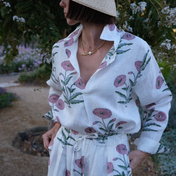 Montecito Popover Tunic Pink Flower