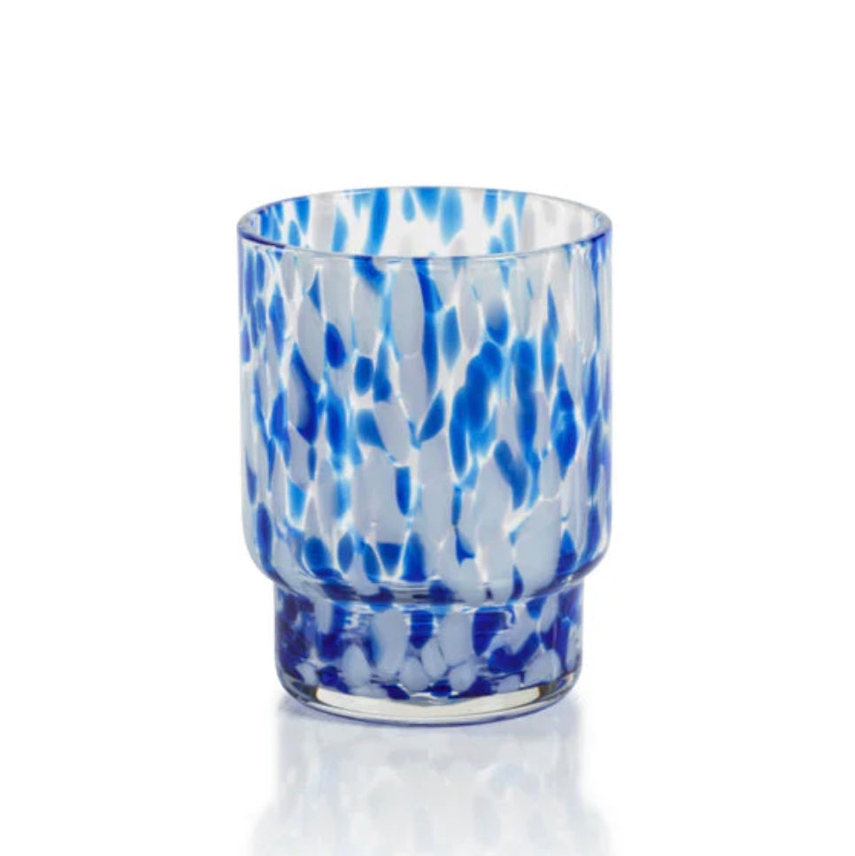 Amalfi Tortoise Glassware - White & Blue - Tumbler