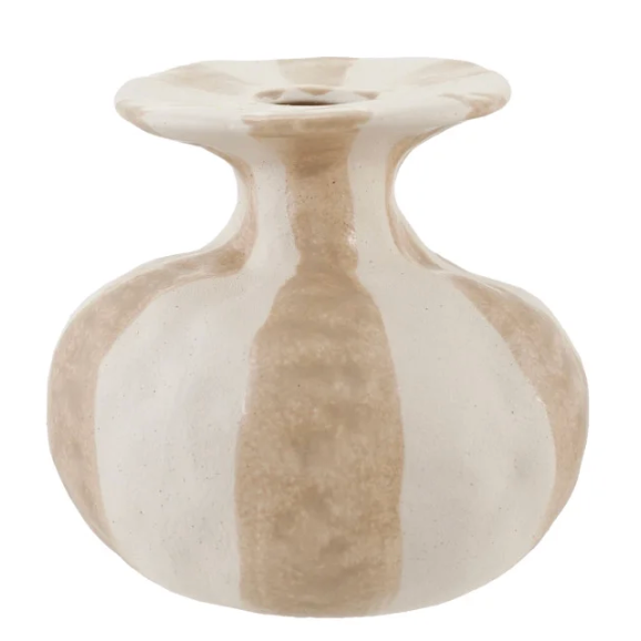 Stoneware Organic Shaped Striped Vase (Small)